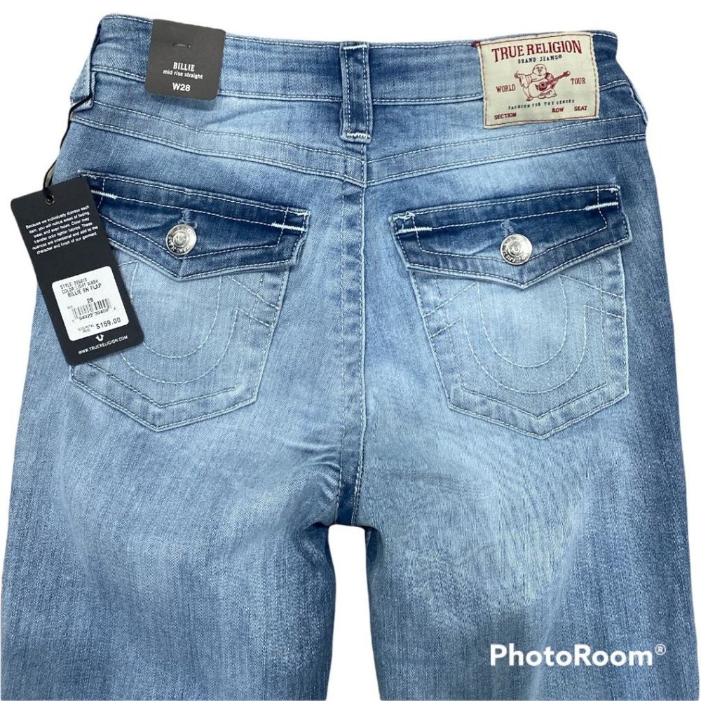 True Religion Billie Jeans Midrise Straight Light Wash Size 28